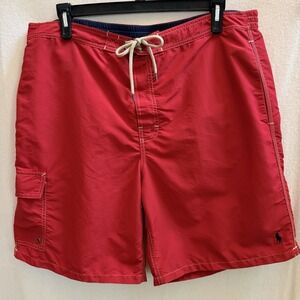 Polo Ralph Lauren Swim Trunks Mens Red  Cargo Board Short Built-in Brief XXL